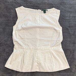 Ralph Lauren Elegant White Sleeveless Blouse Peplum style. Great condition. M